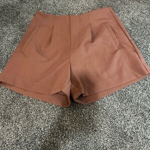 High-Rise Rust Women’s Dress Shorts